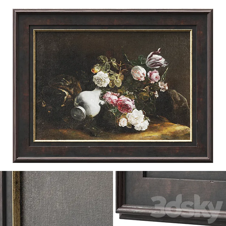 Classic frame with floral still life 3DS Max