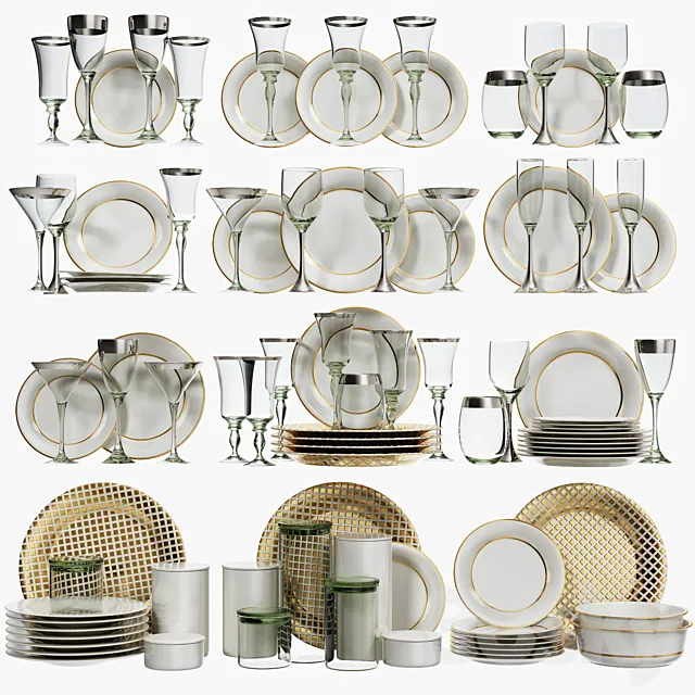 Classic glasses and dishes 3DSMax File
