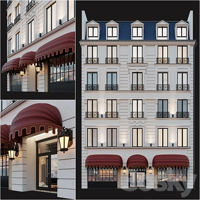 Classic hotel facade 3DS Max Model