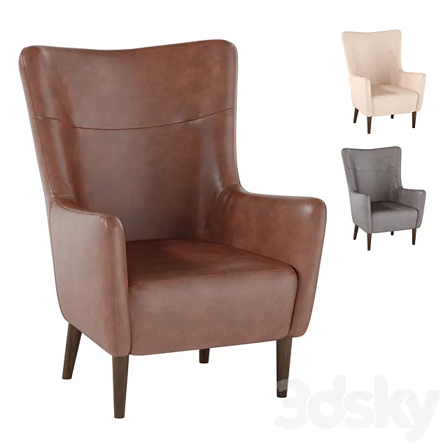 classic leather lounge chair 3ds Max