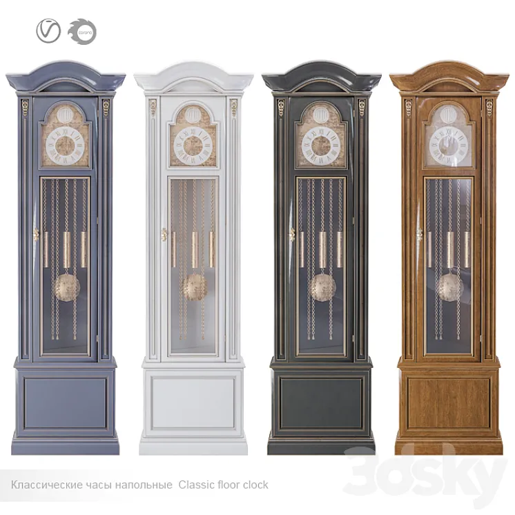 Classic Mechanical Grandfather Clock # 1 3DS Max Model