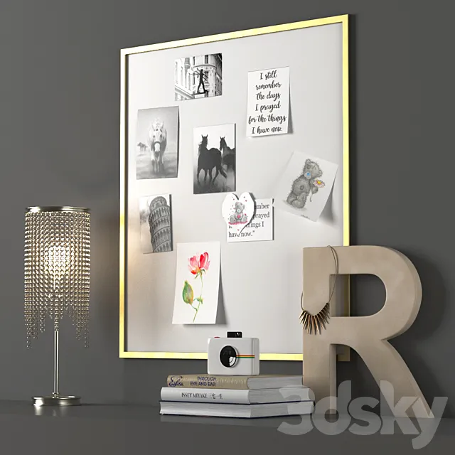 CLASSIC METAL FRAME PINBOARD – BRASS 3ds Max