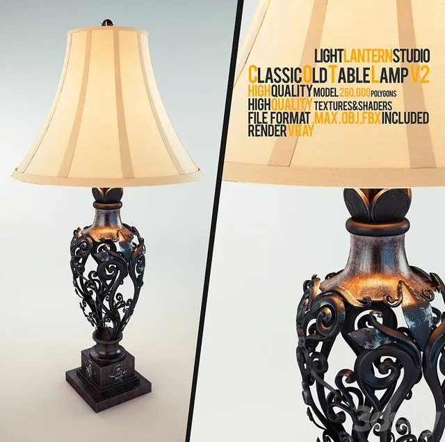 Classic Old Table Lamp V2 3dsMax Model