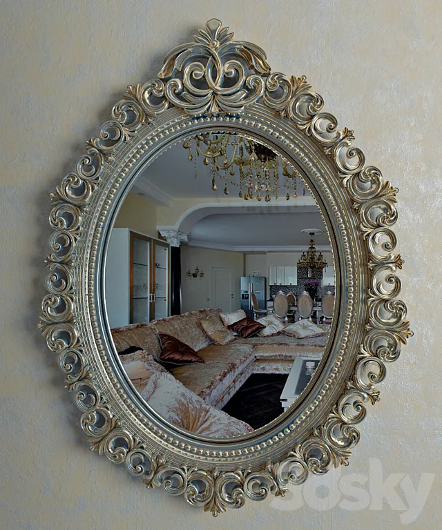 Classic oval mirror 3ds Max