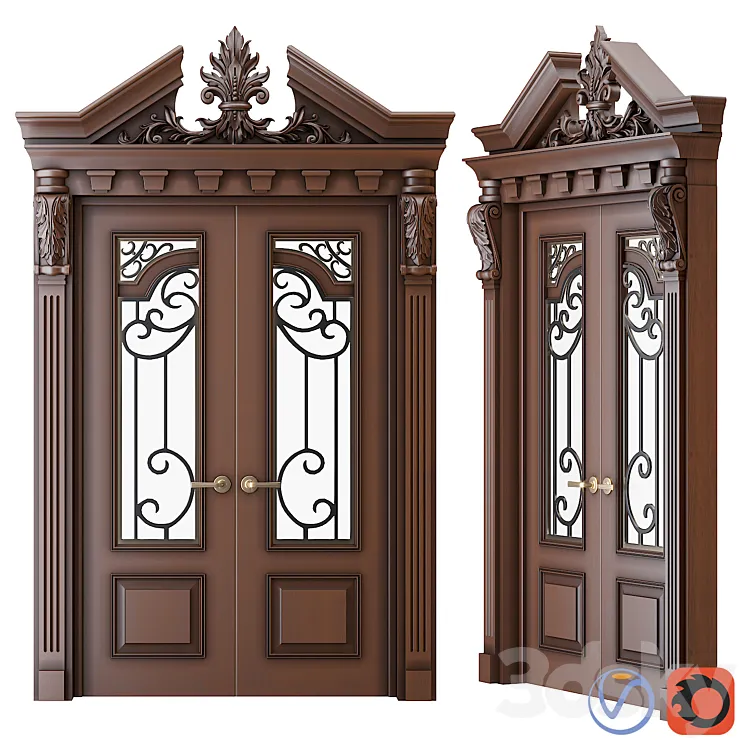 Classic palace door with carvings 3DS Max