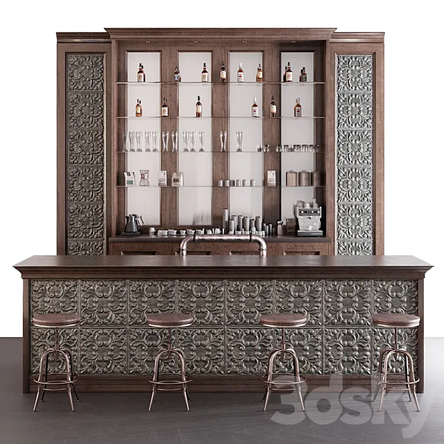 Classic Pub Bar Counter 3ds Max