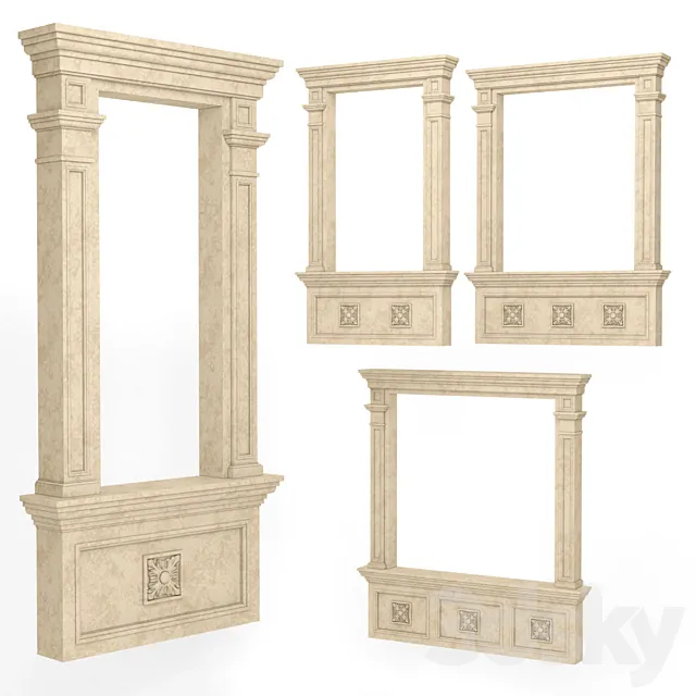 Classic rectangular window frames 4 sizes 3ds Max