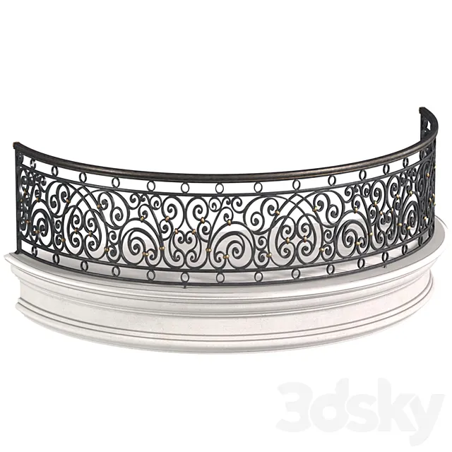 Classic Round balcony Forged Fence 3ds Max