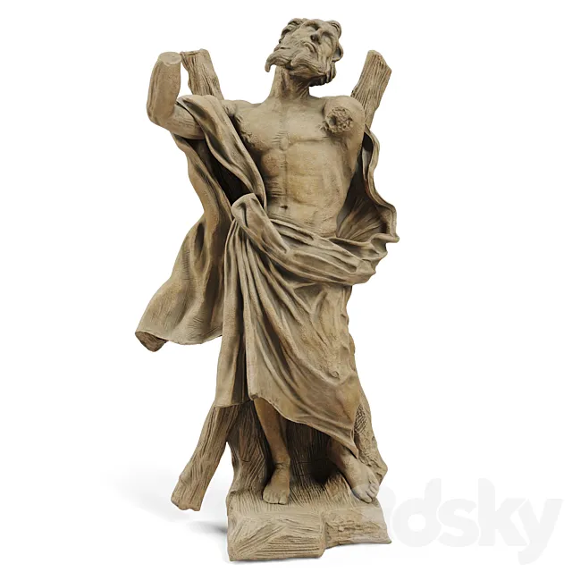 Classic sculpture Ercole Ferrata ST ANDREW THE APOSTLE 3DS Max Model