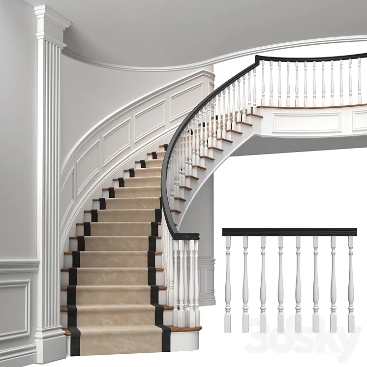 Classic stairs 3 3DS Max