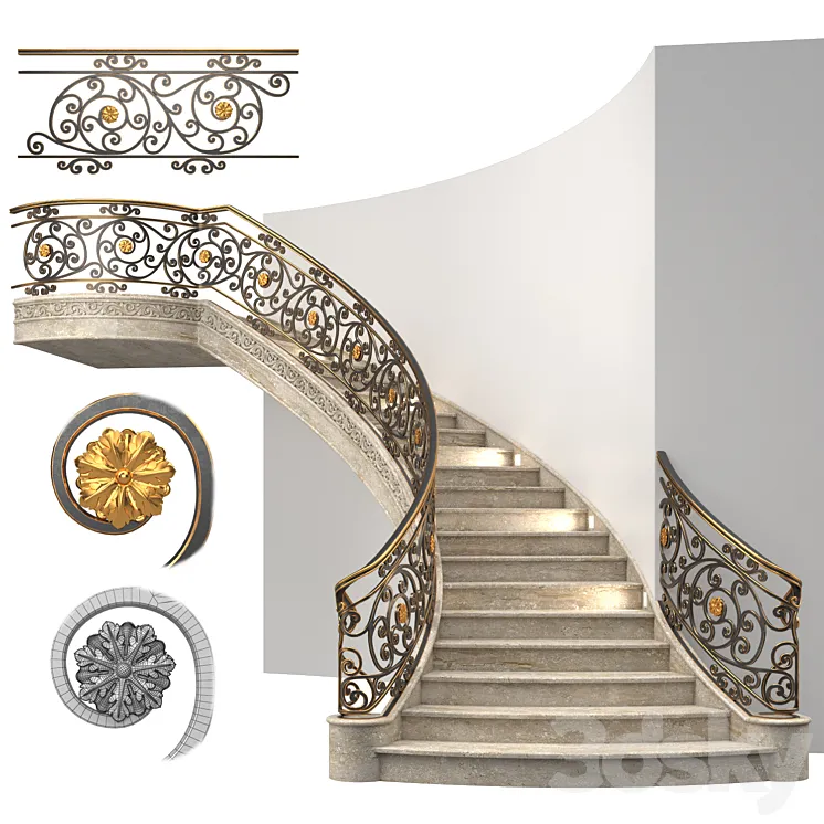 Classic stairs 4 3DS Max Model