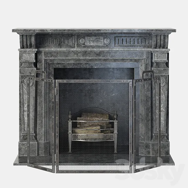 Classic stone fireplace 3DS Max Model