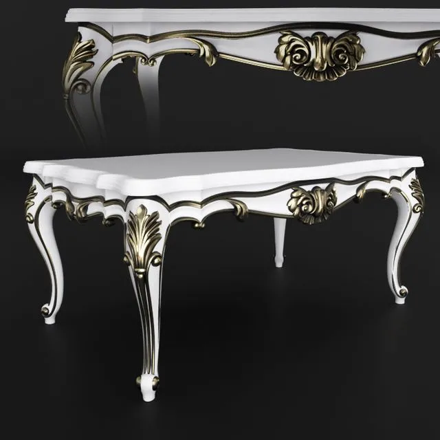 Classic table wood baroque cad 3dsMax Model