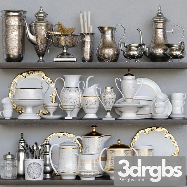 Classic Tableware Set With Porcelain And Potal 3dsmax Download
