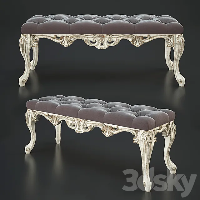 Classic upholstered bench 3ds Max