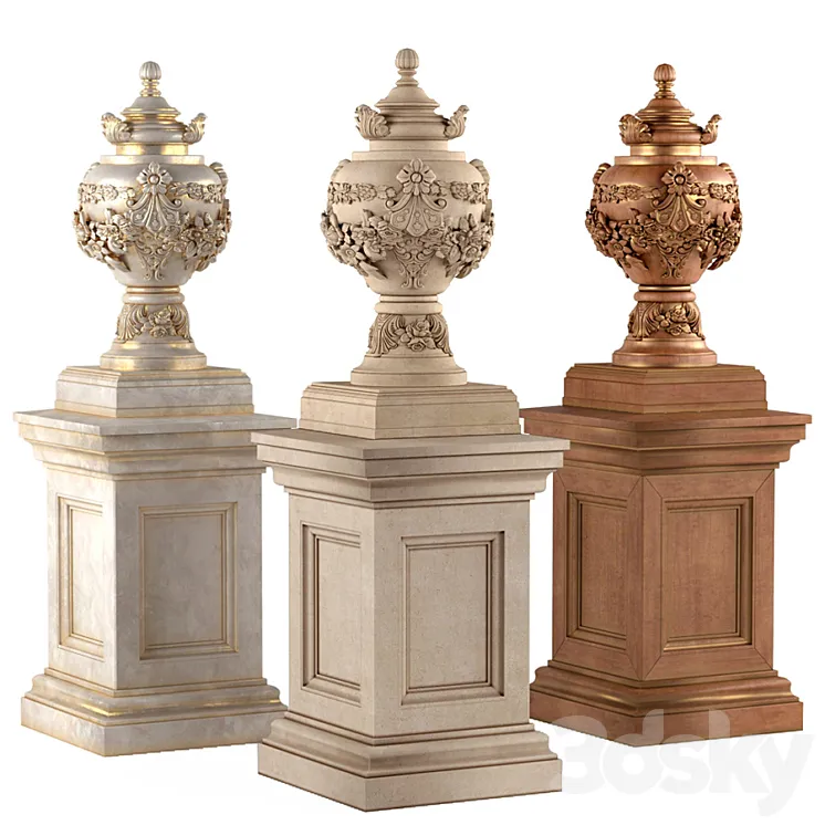 Classic vase for decoration of the facade and interior 3DS Max