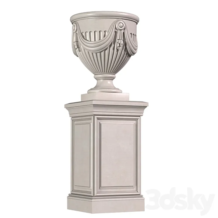 Classic vase on a pedestal for decorating the facade .Classic outdoor vase 3DS Max Model