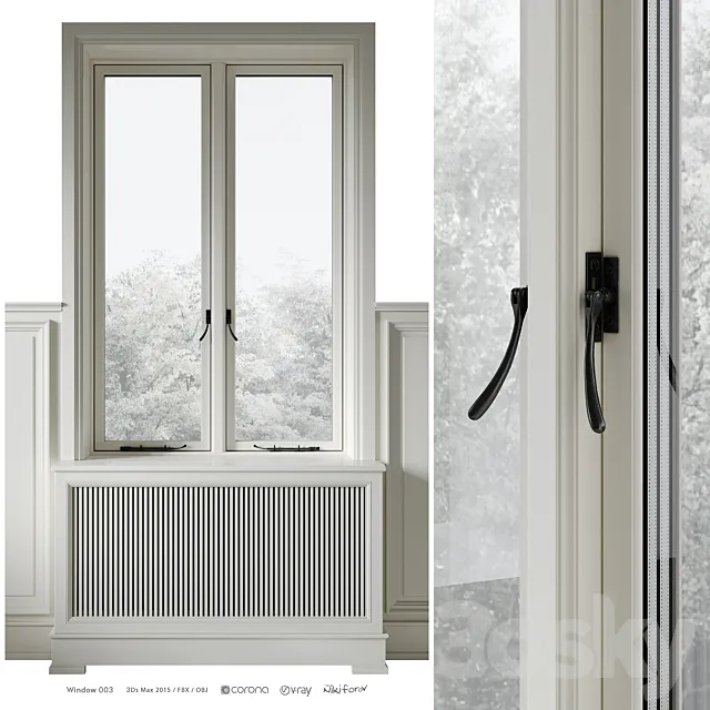 Classic window with radiator screen 003 3ds Max