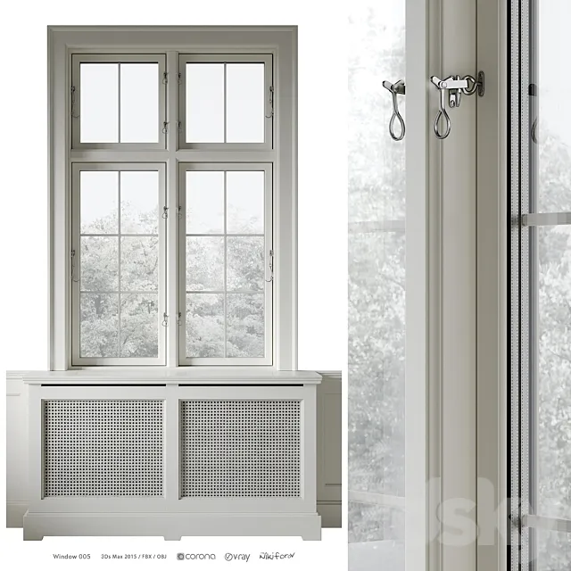 Classic window with radiator screen 005 3ds Max