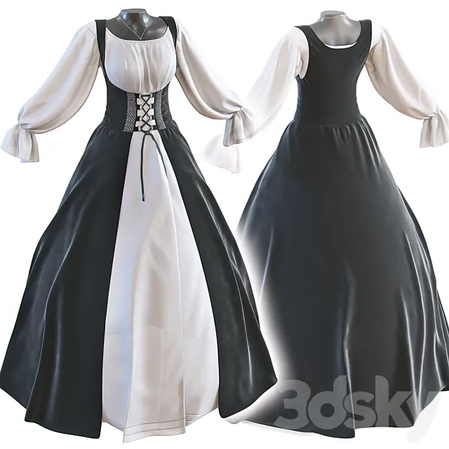 Classic women’s dress 3DS Max Model