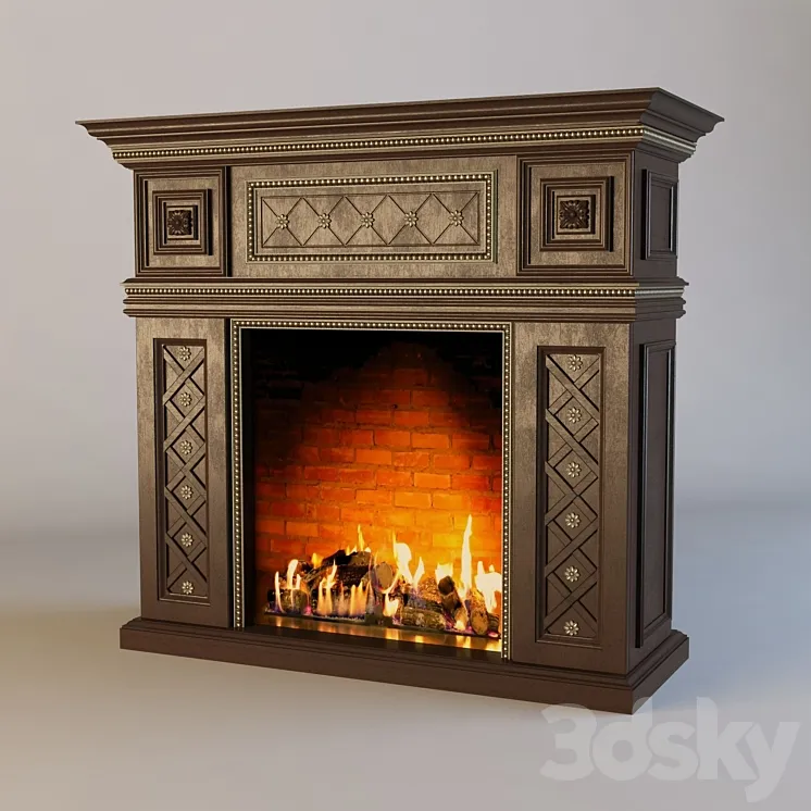Classic wood for the fireplace portal 3DS Max