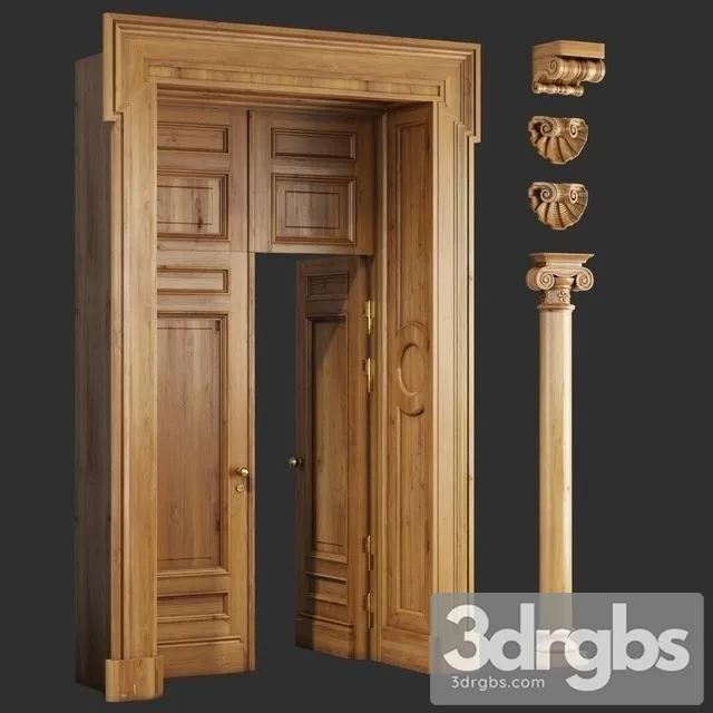 Classic Wooden Doors Carved Elements 3dsmax Download