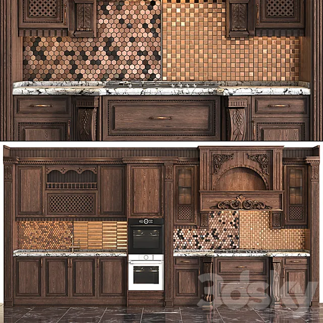 Classic wooden luxury Kitchen Deluxe 2 3ds Max