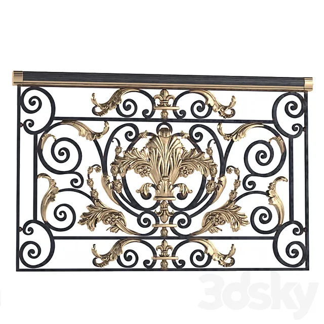 Classic wrought iron enclosure with cast inlays. Classic forged fence 3DSMax File