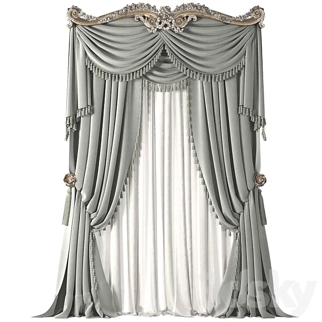 classical curtain 3ds Max