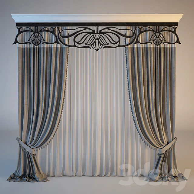 Classical curtain with lambrequins 3DSMax File