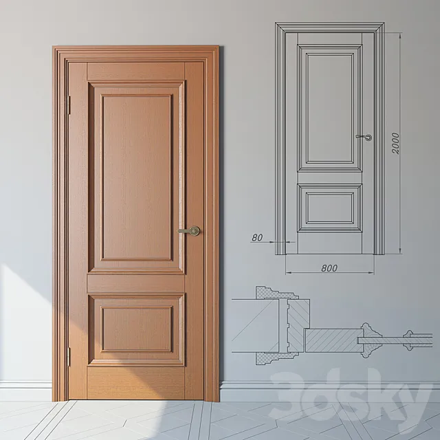 Classical door of oak. standard range 3DSMax File