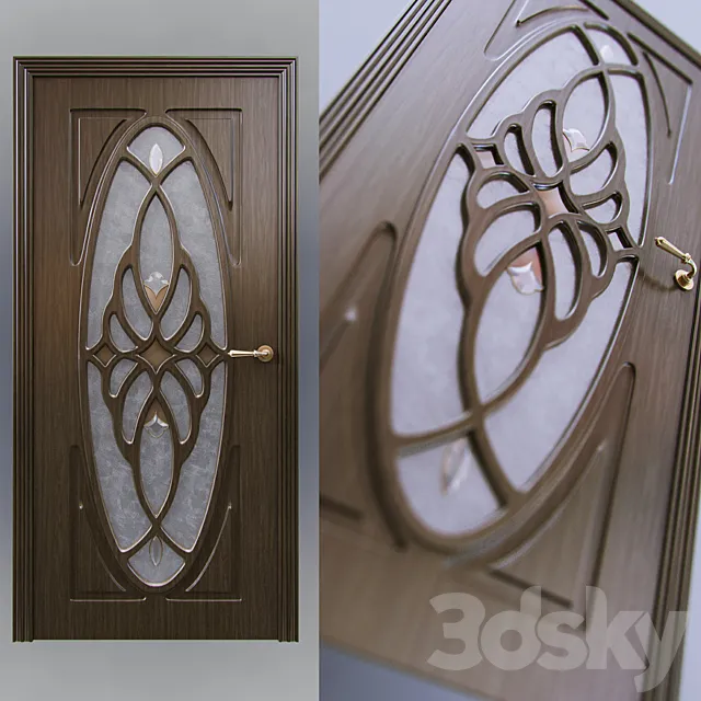 Classical door with stained glass 3DS Max Model