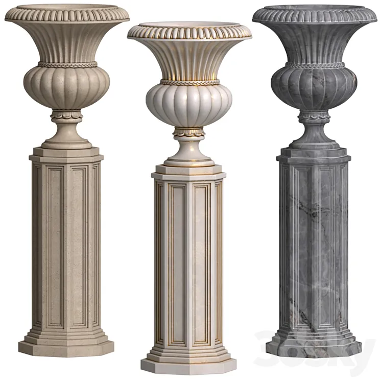 Classical Vase on a Pedestal for decorating the facade.LARGE WICKFORD URN.Classic outdoor Vase.Flowerpot 3DS Max
