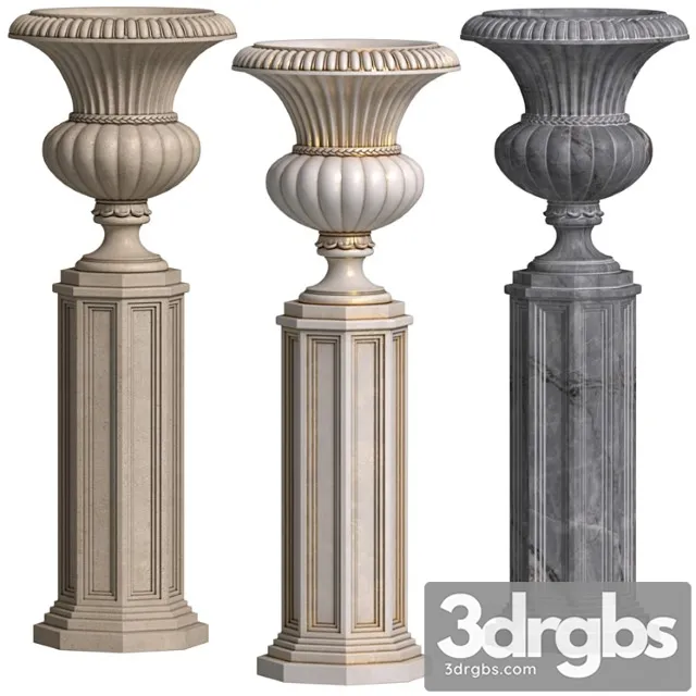 Classical vase on a pedestal for decorating the facade.large wickford urn.classic outdoor vase.flowerpot