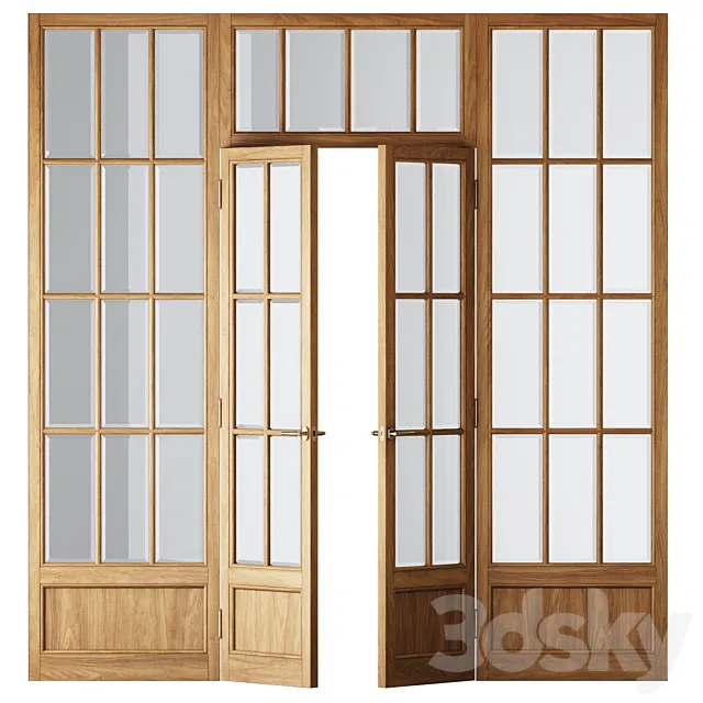 Classical Wooden Glass Partition 3ds Max