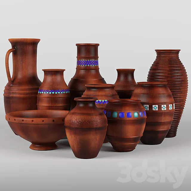 Clay vases 3ds Max