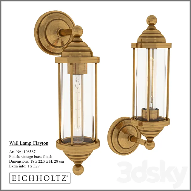 Clayton Wall Lamp by Eichholtz 3DSMax File