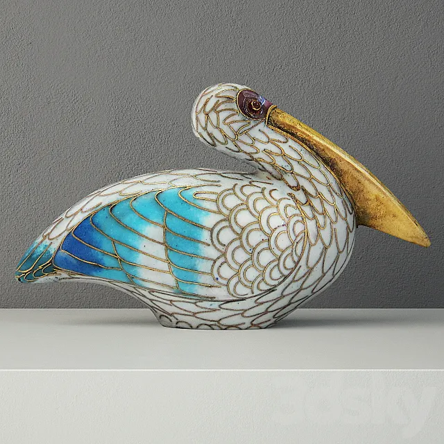 Cloisonné Pelican with Garnet Eyes 3DS Max Model