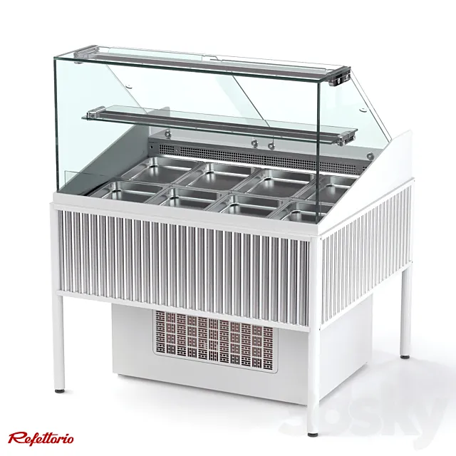 Closed gastronomic refrigerated showcase with shelf (RGM1СS Moon Light Silver series) 3DS Max Model