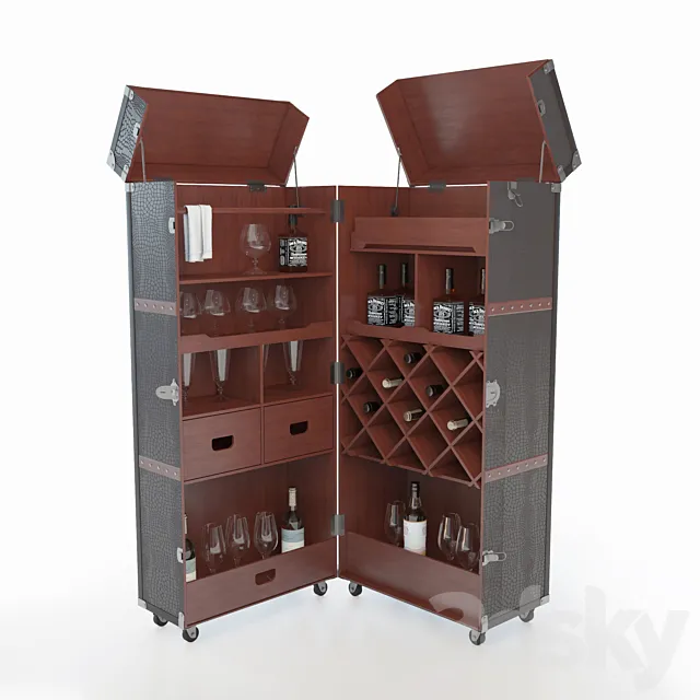 Closet-suitcase bar “Colonial” (Colonial) 3DS Max Model