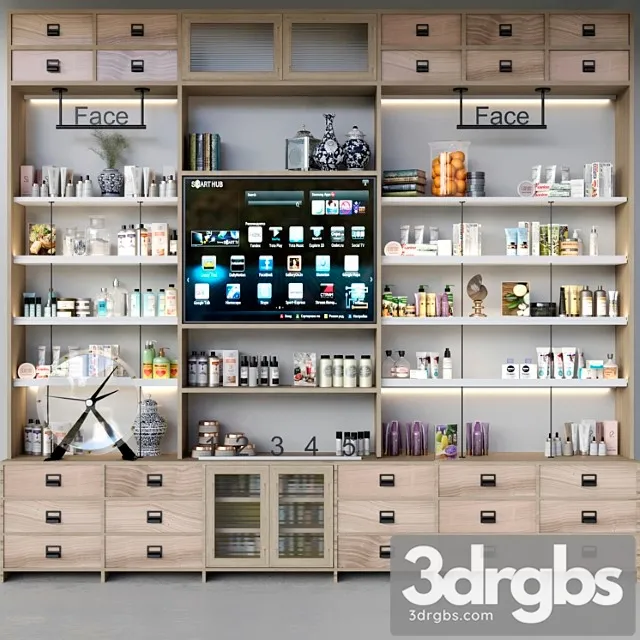 Closet with cosmetics for personal care in a beauty salon 3dsmax Download