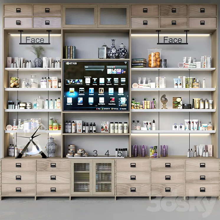 Closet with cosmetics for personal care in a beauty salon 3DS Max