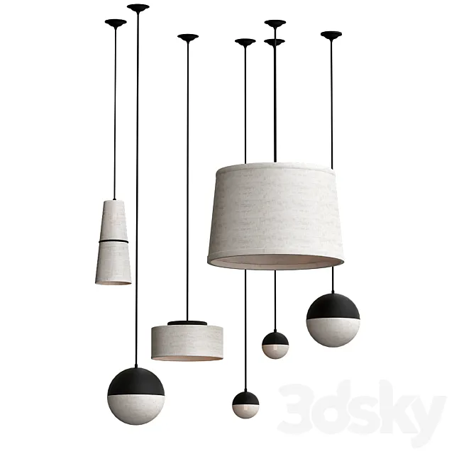 Cloth pendant lamps 3ds Max