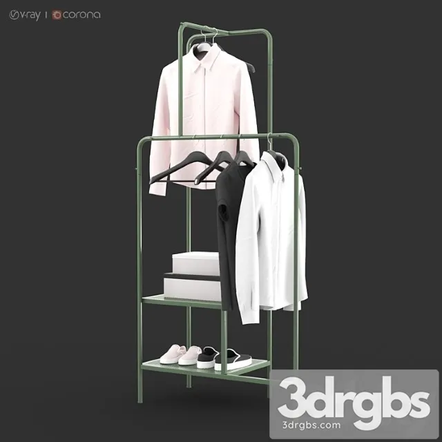 Clothes Ikea nikkeby clothes rack gray-green and red colors 3dsmax Download