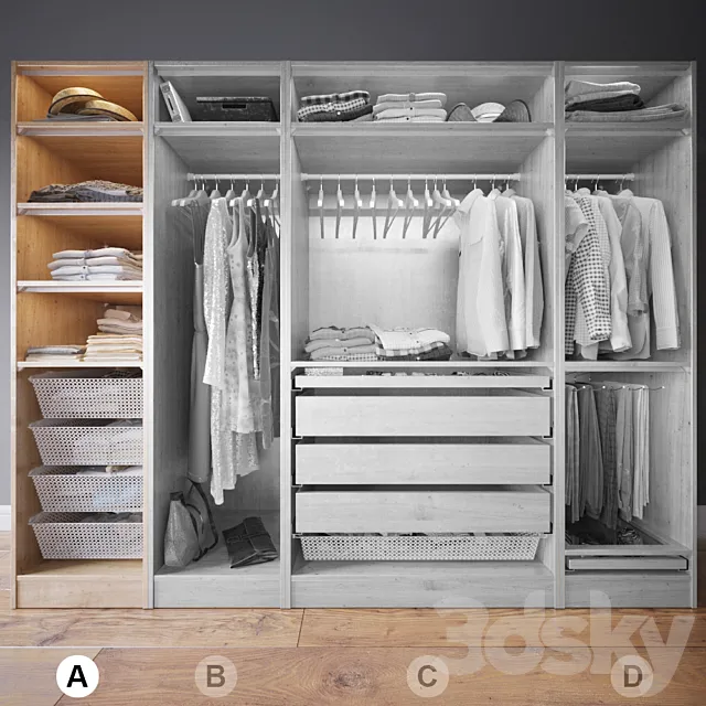 Clothes in the closet section A 1-4 3ds Max