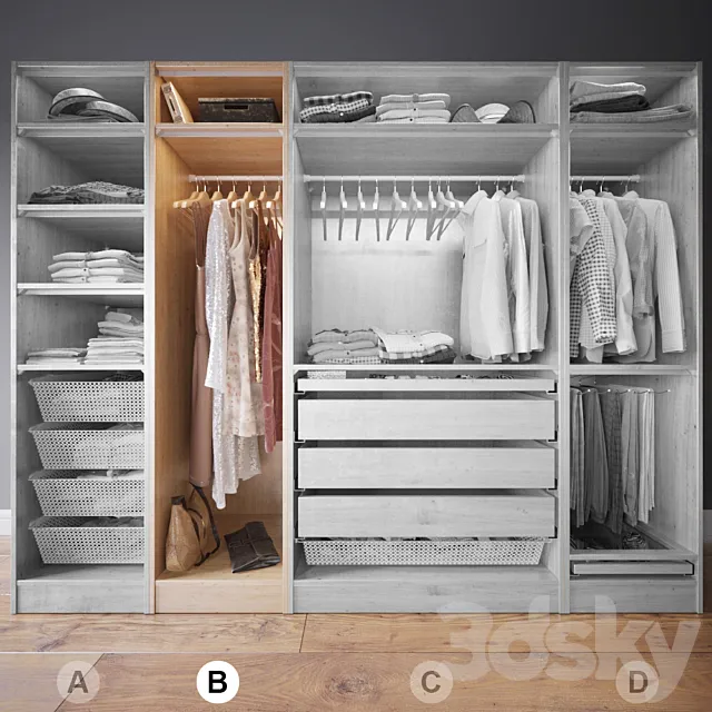 Clothes in the closet section B 2-4 3ds Max