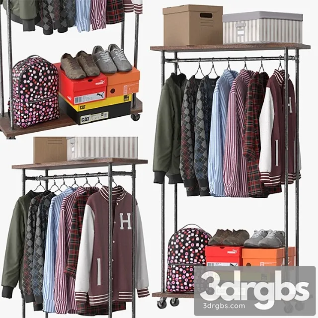 Clothes Industrial clothes rail rack 3dsmax Download