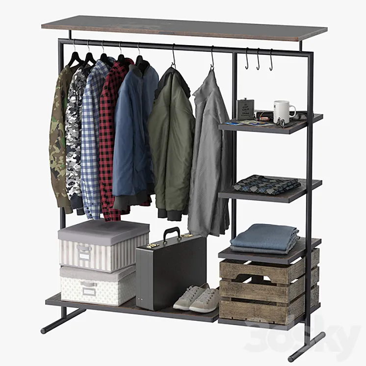 CLOTHES RACK WOOD 3DS Max