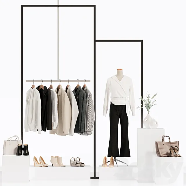 Clothes store showcase mannequin hanger clothes wardrobe 3DS Max Model