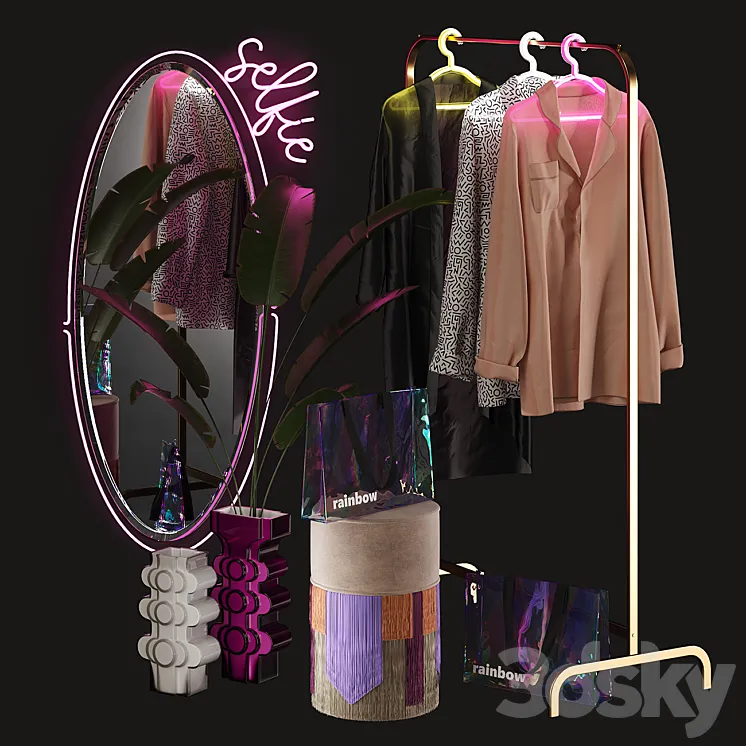 Clothing store window display set 3DS Max Model